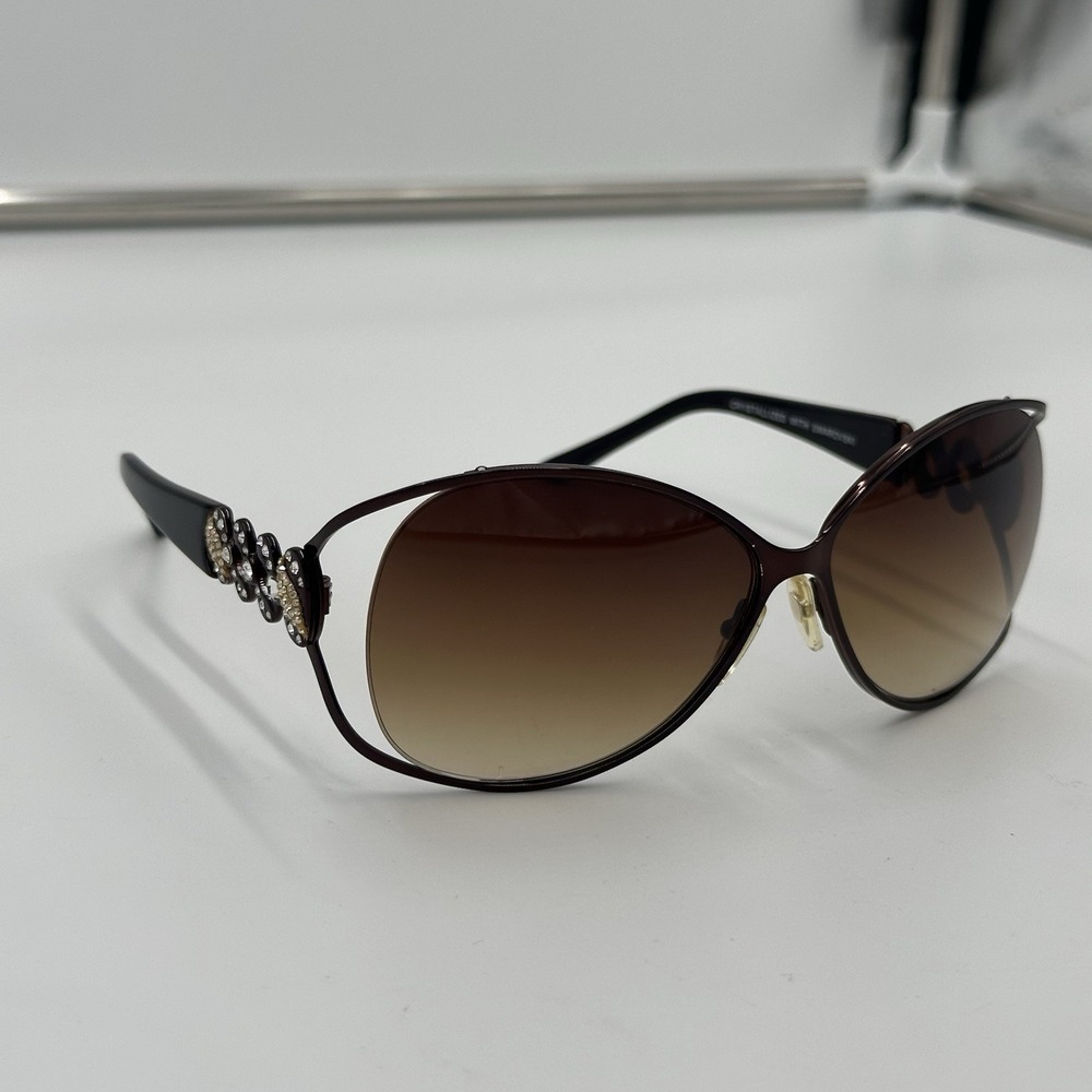 Jimmy Crystal New York Sunglasses GL 1094 Brown Cat Eye Swarovski Diva Y2K